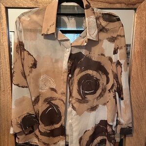 Floral Brown and Tan women blouse